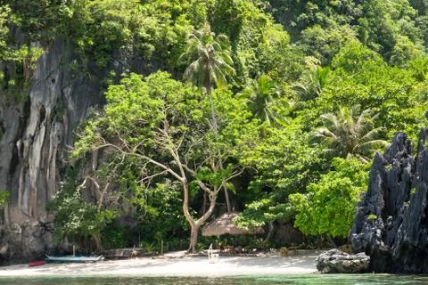Empty beach in El Nido, Palawan, Philippines Stock Photos
