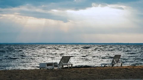 Empty beach facing the sea. Stock Footage 124844923