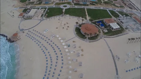 Empty beach in front of a five star hotel in Egypt Stock Footage 126732645