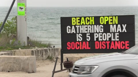 Empty beach on holiday weeknd during COVID 19 pandemic Vídeo Stock 154547507