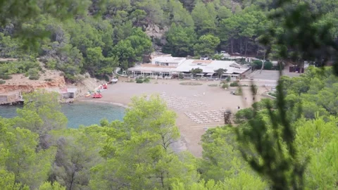 Empty beach in Ibiza, Spain. Turquoise water in a paradise island. Stock Footage 251631194