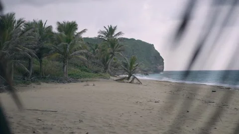 Empty beach in Isabela Puerto Rico on stormy day Stock Footage 157400035