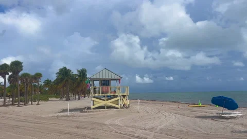 Empty beach in Key Biscayne, Miami, Florida state park Stock Footage 219269078
