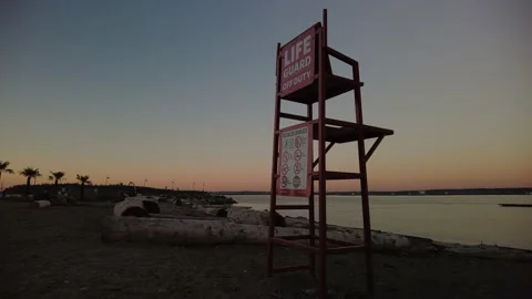 Empty Beach Life Guard Tower Off Duty  Stock Footage 201445501