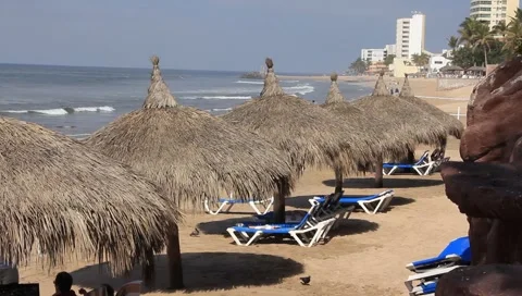 Empty Beach in Mazatlan, Mexico Stock Footage 1117841