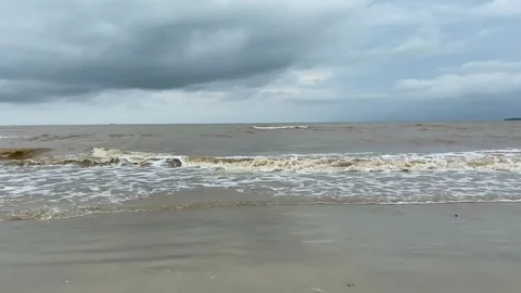Empty beach with muddy sea water Stock Footage 294852175