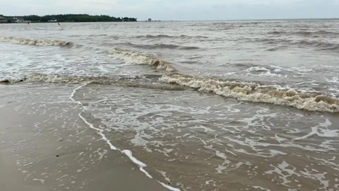 Empty beach with muddy sea water Stock Footage 294852214