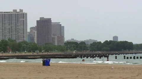 Empty beach near Chicago Stock Footage 40747447