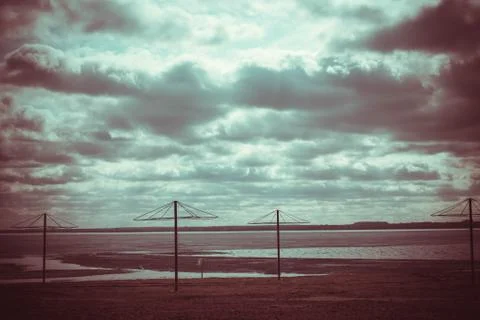 Empty beach outdoor Stock Photos