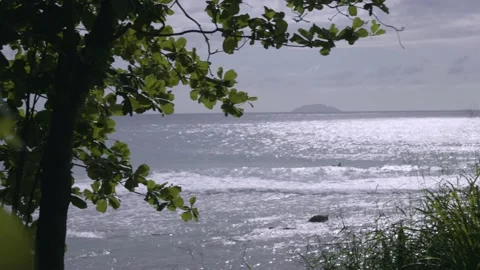 Empty beach in Rincon Puerto Rico on sunny day Stock Footage 157397719