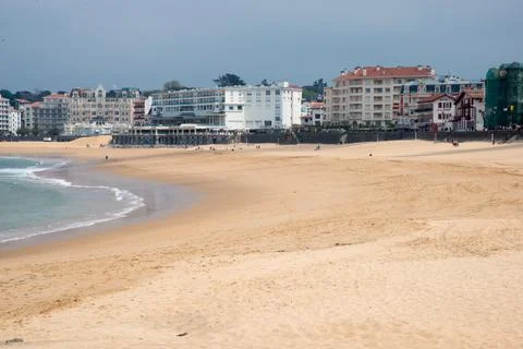 Empty beach at Saint Jean de Luz, France Stock Photos