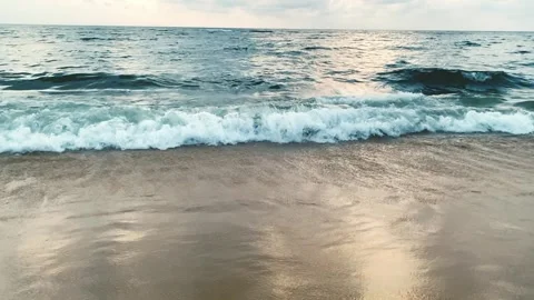 Empty beach sand and sea waves Stock Footage 281568446