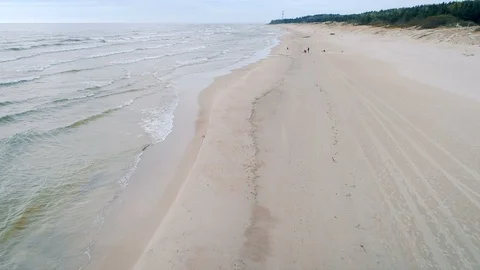 Empty Beach at Seaside, Baltic Sea, Lithuania Video stock 90051422