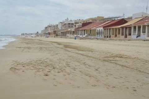 Empty Beach in season Stock Photos