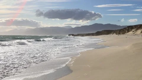 Empty Beach Shoreline with Ocean Waves Stock Footage 310950408