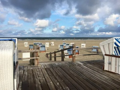 Empty beach St. Peter-Ording Stock Photos