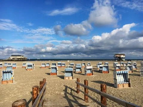 Empty beach St. Peter-Ording Stock Photos