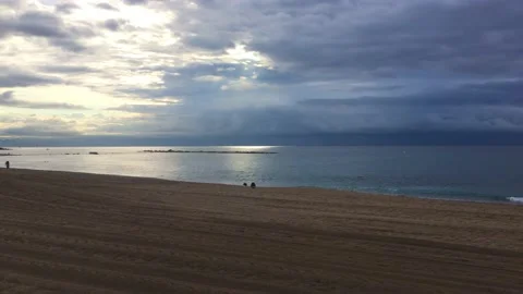Empty beach on a stormy day Stock Footage 132327830