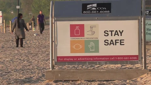 Empty beach on summer long holiday weeknd during COVID 19 pandemic Stock-Footage 154543696