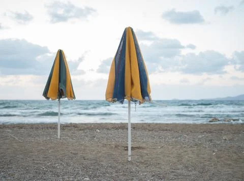 An empty beach in the summer time Stock Photos