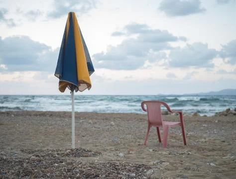 An empty beach in the summer time Stock Photos