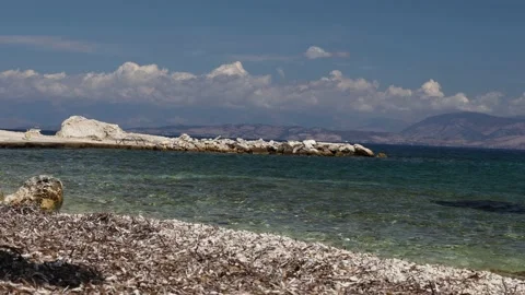 Empty beach, sun daylight. Relaxing landscape view. Stock Footage 219926266