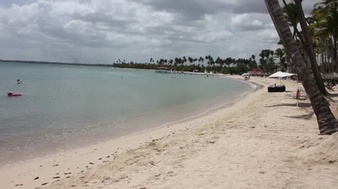 Empty beach sunny cloudy Stock Footage 40632994