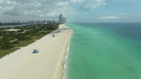 Empty Beach Sunny Isles Florida Covid19 Lockdown Stock Footage 130742091