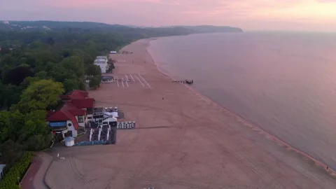 Empty Beach at Sunrise - Drone Video stock 132265482
