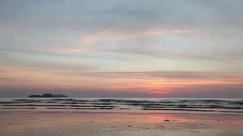 Empty beach at sunset Stock Footage 59738945