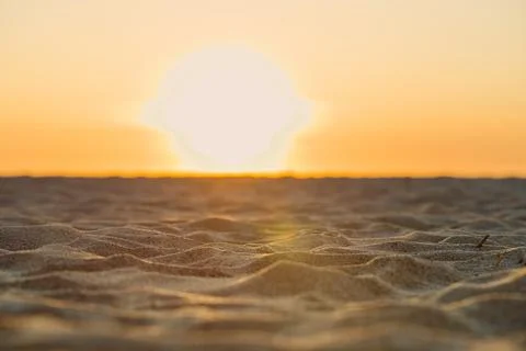Empty beach at sunset in Lazy in West Pomeranian Voivodeship in Poland. Stock Photos