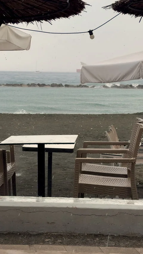 Empty beach terrace Stock Footage 339747801