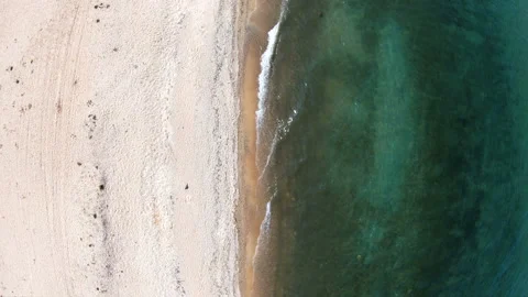 Empty beach. Top down, aerial view. Drone flies forward Stock Footage 106203052
