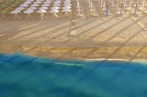 Empty beach top view. The concept of a bad tourist season. Stock Photos