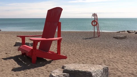 Empty beach in Toronto Canada during COVID 19 pandemic Stock Footage 127901726