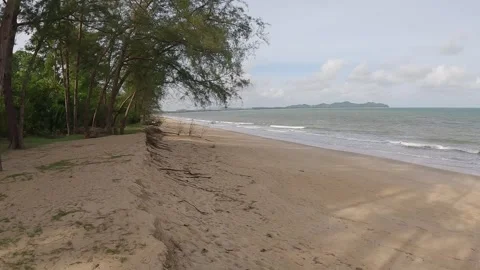Empty beach view from the campsite Stock Footage 279146443