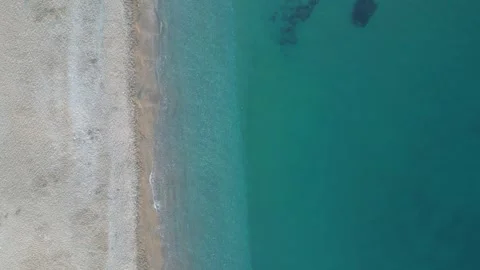Empty beach, view from drone. Video stock 255860245
