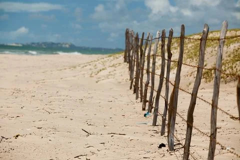 Empty beach view with no people ocean and sea Stock Photos