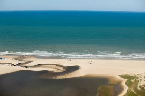 Empty beach view with no people ocean and sea Stock Photos