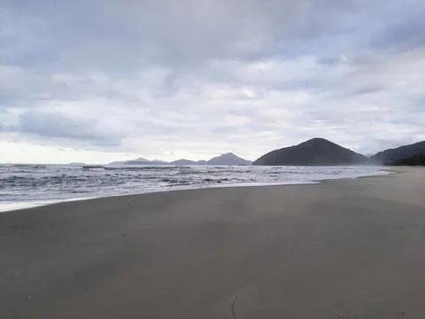 Empty beach view with no people ocean and sea Stock Photos