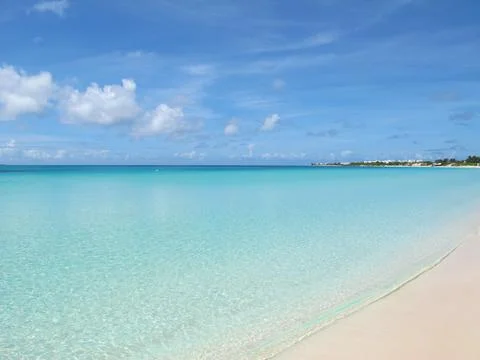 Empty beach view with no people ocean and sea -- foot print, footprint, feet Stock Photos