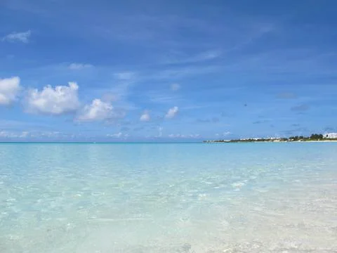 Empty beach view with no people ocean and sea -- foot print, footprint, feet Stock Photos