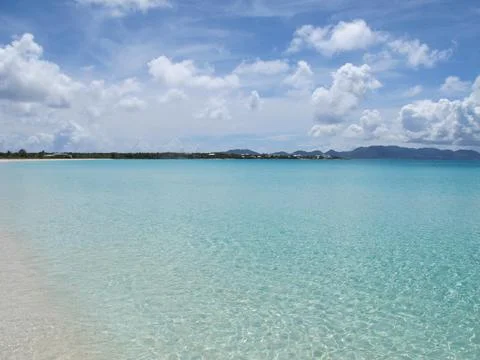 Empty beach view with no people ocean and sea -- foot print, footprint, feet Stock Photos
