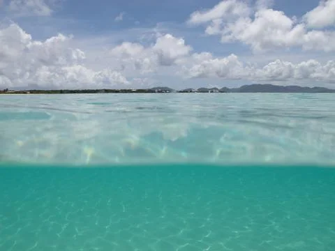 Empty beach view with no people ocean and sea -- foot print, footprint, feet Stock Photos