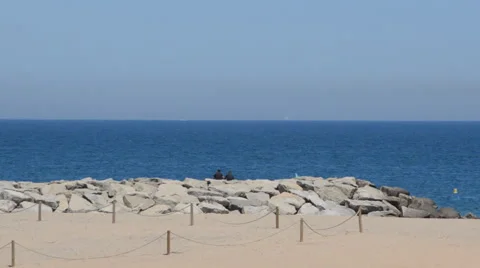 Empty Beach Waters Couple Stock Footage 56391725
