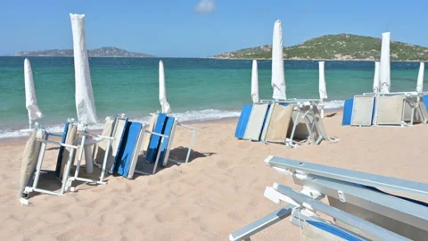 Empty beach on windy day Stock Footage 140407746