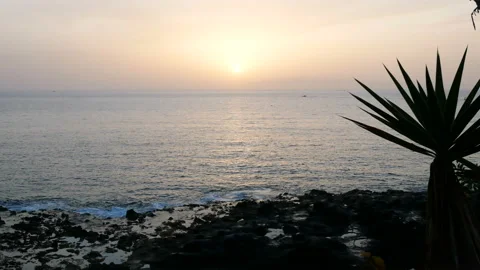 Empty beaches with black sand beach, wild and power of the atlantic ocean wai Stock Footage 129731898