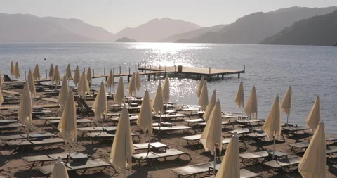 Empty beaches during lockdown because of COVID-19 pandemic in Turkey. Stock-Footage 154335646