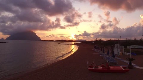 Empty beautiful beach during sunrise Stock Footage 82400392