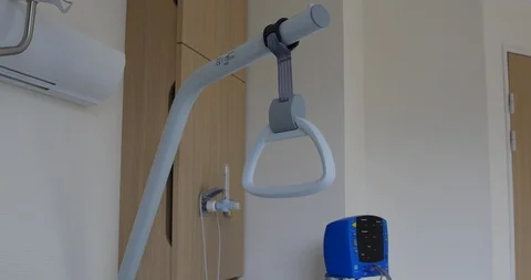 Empty bed and pulsometer / Oximeter in hospital. individual room. Paris, France, Stock Footage 121173030